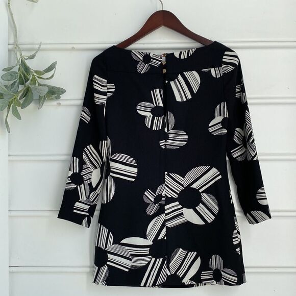 Juicy Couture Pop Art Retro Flower Power Mini Dress‎ Black / White size 0 - Picture 3 of 11